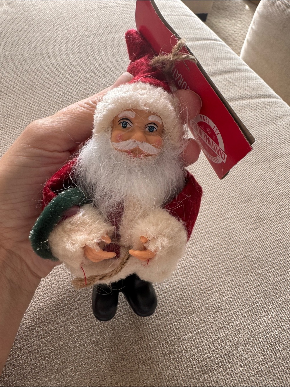 Kikkerland Red, White and Green Santa Holiday Ornament